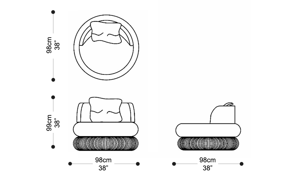 Image of the main dimensions of the product